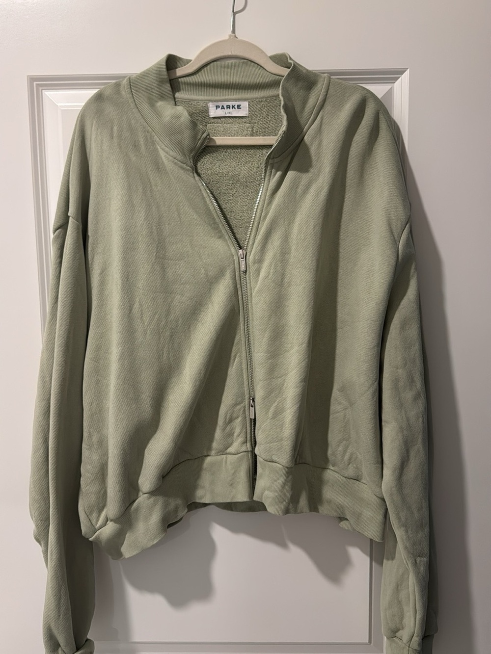 Parker Sage Green Zip-Up Bomber Jacket